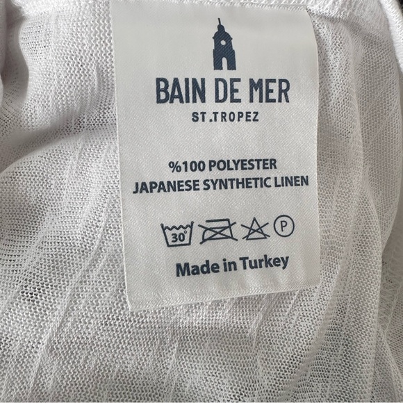 Bain De Mer St. Tropez White Japanese Synthetic Linen Tee XXL Lux ResortWear NWT - Picture 3 of 8